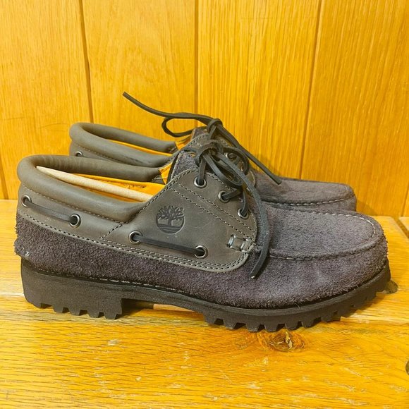 TIMBERLAND MEN\'S AUTHENTIC HANDSEWN BOAT SHOE MD GREY FULL GRAIN A29Y5 ALL SIZES main image 5